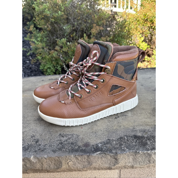 Pajar Other - Pajar Peacemaker Faux Fur Lined Leather Sneakers Cognac Camo color Size 7.5/40